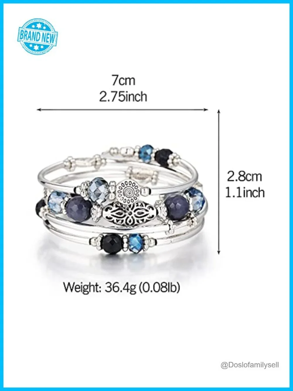 Stackable Beaded Wrap Bracelet - Boho Layered Silver Jewelry Gift